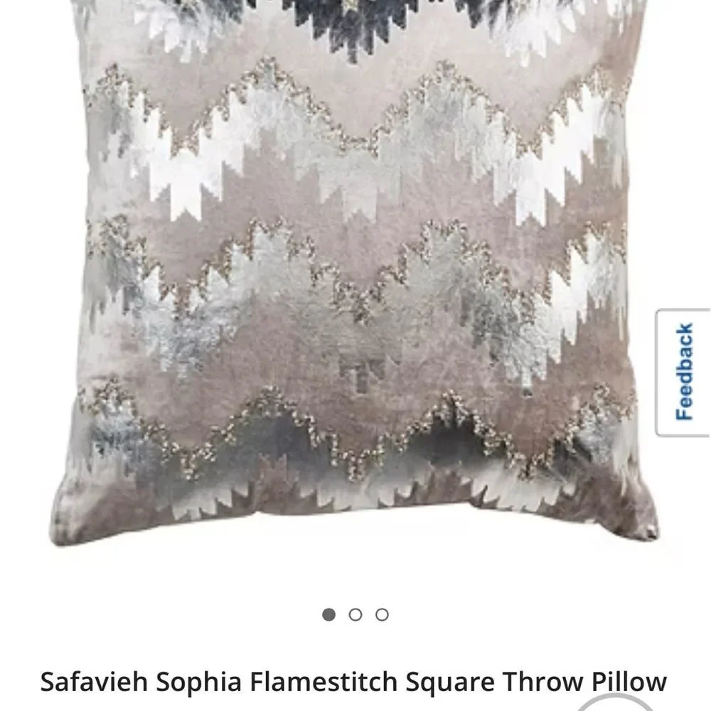 2 Safavieh Silver and Cream Textured Pillow 22X22 Luxury Accent Pillow modern
